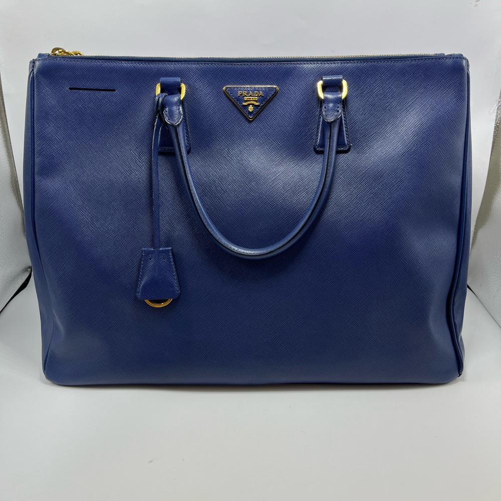 PRADA Lux Double Zip Saffiano Leather Tote Bag